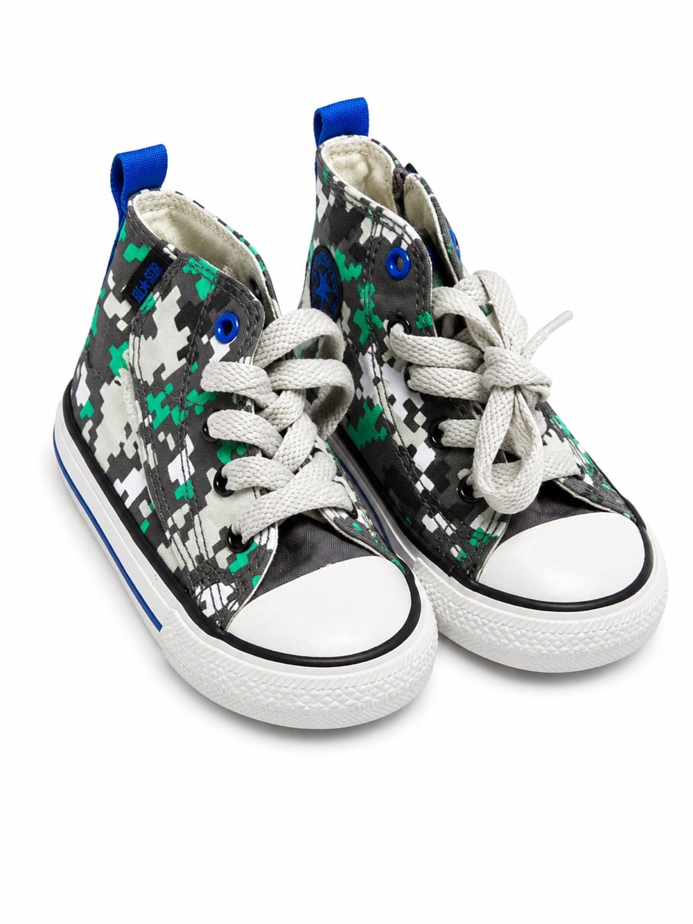 Converse All Star Kids High Top Sneakers Camo Pixel Print Velcro Size 7 Shoes